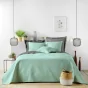 Couvre lit 2p mat.+2 hc 60x60 220 x 240 cm microfibre unie romane Sauge