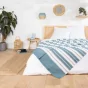 Couvre lit 1 personne 180 x 220 cm coton/polyester jacquard Abby Bleu