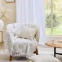 Plaid à franges 125 x 150 cm – Coton/Polyester Imprimé Métallisé Majestia