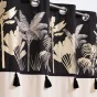 Rideau Karaba - 140 x 240 cm, Coton Uni avec Top Imprimé et Pompons