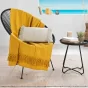  Couvre-lit 1 personne 180 x 220 cm – Coton uni à franges SALMA Jaune