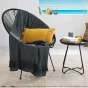 Couvre-lit 1 personne 180 x 220 cm – Coton uni à franges SALMA Anthracite