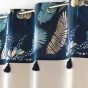  Rideau à œillets 140 x 240 cm – Coton imprimé doré et pompons – PRUSSEOR Bleu