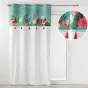  Rideau À Œillets 140 x 240 cm Coton Uni + Top Imprimé Floral & Pompons – Anabella Vert