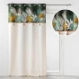  Rideau À Œillets 140 x 240 cm Coton Uni + Top Imprimé Tropical & Pompons – Tropilia Kaki