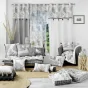 RIDEAU À ŒILLETS 140 x 240 CM – CHAMBRAY UNI + TOP IMPRIMÉ + POMPONS – MÉLISANDRE TOP CRÈME