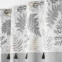Rideau à Œillets 140 x 240 cm – Coton + Top Feuillage et Pompons MELISANDRE Taupe