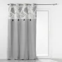 Rideau à Œillets 140 x 240 cm – Coton + Top Feuillage et Pompons MELISANDRE Taupe