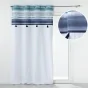  Rideau À Œillets 140 x 240 cm Coton Uni + Top Imprimé Bleu & Pompons – Mikonos Bleu
