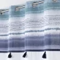  Rideau À Œillets 140 x 240 cm Coton Uni + Top Imprimé Bleu & Pompons – Mikonos Bleu