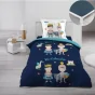 Pack parure de couette enfant Clovis 140 x 200 cm + drap housse 90 x 190 x 30 Bleu