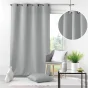 Rideau grande hauteur à œillets 140 x 280 cm – Polyester uni Essentiel Gris