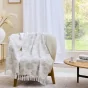 Plaid à franges 125 x 150 cm – Coton/Polyester Imprimé Métallisé Majestia