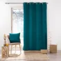 Rideau tamisant à œillets 140 x 260 cm – Velours relief Velouriane Pétrole