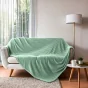  Plaid 180 x 220 cm en flanelle relief uni – Modèle ARYA – Coloris Sauge