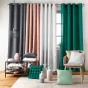 Lot de 4 Rideaux à Oeillets 140 x 260 cm – Polyester Uni Essentiel – Emeraude