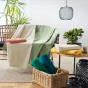 Plaid enroulable 220x240 cm – Polycoton Lucile Emeraude avec fermeture boutons