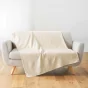 Plaid enroulable 220 x 240 cm – Polycoton Lucile Naturel avec fermeture boutons