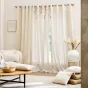 Lot de 2 Rideaux à Œillets Lacia - 140 x 240 cm - Polycoton Uni avec Détails en Jute et Pompons