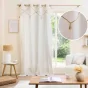 Lot de 2 Rideaux à Œillets Lacia - 140 x 240 cm - Polycoton Uni avec Détails en Jute et Pompons