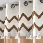  Lot de 2 Rideaux à œillets 140 x 240 cm – Coton avec bandeau tufté et pompons Azari