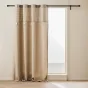 Rideau à Œillets 140 x 240 cm – Coton/Polyester avec Top Tissé et Pompons EVEREST Sable