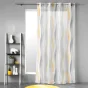Voilage à Œillets 140 x 280 cm – Voile Sablé Imprimé Ondulys Jaune/Blanc