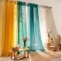 Voilage grande hauteur à œillets 140 x 280 cm – Voile sablé Sandra Jaune