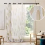Voilage à Œillets 140 x 240 cm – Voile Sable Imprimé Feuillage – Modèle KIM