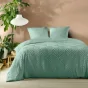 Parure de lit sauge 240 x 220 cm – Microfibre tuftée motif feuilles + 2 taies