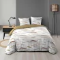 Parure de lit 240x220 cm + 2 taies – Microfibre imprimée ZENITH – Motif ondulé tons naturels