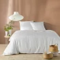 Housse de couette 240x220 cm + 2 taies – Microfibre gaufrée unie blanche ABELIA