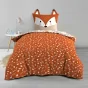 Housse de Couette Enfant 140 x 200 cm + 1 Taie – ROXY – 42 fils – Réversible avec Taie Tête de Renard