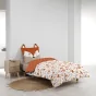 Housse de Couette Enfant 140 x 200 cm + 1 Taie – ROXY – 42 fils – Réversible avec Taie Tête de Renard