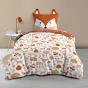 Housse de Couette Enfant 140 x 200 cm + 1 Taie – ROXY – 42 fils – Réversible avec Taie Tête de Renard