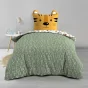  Parure de lit enfant TIGRY 140x200 cm – 100% coton – 1 taie tête de tigre – Réversible alphabet & jungle