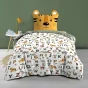  Parure de lit enfant TIGRY 140x200 cm – 100% coton – 1 taie tête de tigre – Réversible alphabet & jungle