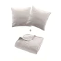 Couvre-lit 240x260 cm + 2 housses de coussin 60x60 cm – Velours uni matelassé SOLANGE Naturel