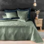 Couvre-lit 240x260 cm + 2 housses de coussin 60x60 cm – Velours uni matelassé SOLANGE Cèdre