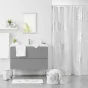 RIDEAU DE DOUCHE AVEC CROCHETS 180x200 CM POLYESTER IMPRIME ORBELLA BLANC/ARGENT