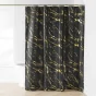 RIDEAU DE DOUCHE+CROCHETS 180 x 200 CM POLYESTER IMP. METAL. AQUAMARBRE NOIR/OR