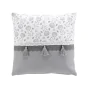 Coussin dehous. compr. pompon 50x50 cm coton/polyester imp.+dentelle Flavie