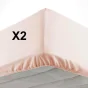Lot de 2 Draps housse bonnet 30 cm 2 personnes 140 x 190 cm microfibre Oscar Nude