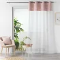 Voilage a oeillets 140 x 240 cm voile sablé + haut coton Sibel Rose