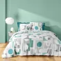 Parure de Lit Geomelo 240 x 220 cm + Drap-Housse 140x190 cm Sauge