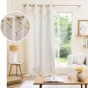 Rideau a oeillets 140 x 240 cm polycoton uni+jute+pompons lacia Sans