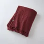 Plaid à franges en gaze de coton 130 x 160 cm Gaia Bordeaux