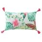 Coussin dehous. compr. pompons 30 x 50 cm coton imprime louisiane des. place Sans