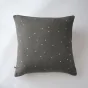 Taie d'oreiller gaze de coton brodée fil or 60 x 60 cm Gaia Chic Anthracite