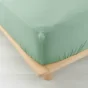 Drap housse 2 personnes 160 x 200 cm double gaze coton 57 fils Angelia Sauge